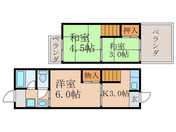 津知橋町貸家の物件間取画像